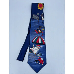 VTG Christmas Necktie Addiction Santa Claus Relaxing Mens Silk Handmade Tie